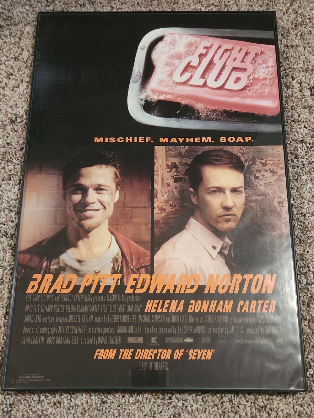 Framed Vintage Fight Club Movie Poster - No Show Frame 11×17